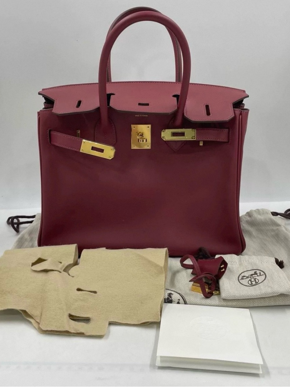 Hermes Burgundy Birkin 30 Y series 2020 rogue vif Jonathan leather gold hardware - Picture 16 of 16